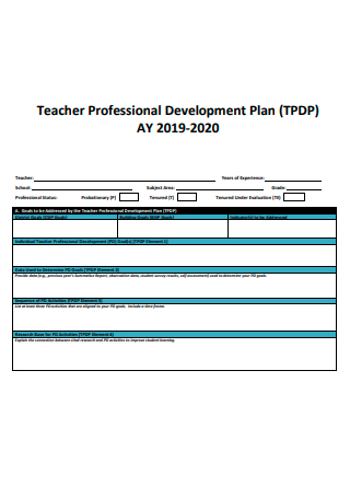 Teacher Professional Development Plan