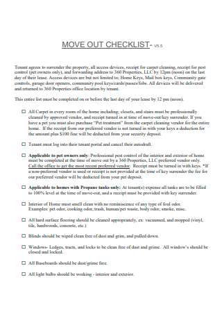 Tenant Move Out Checklist in PDF