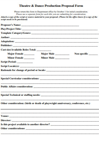 Theatre Dance Production Proposal Form