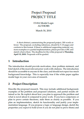 Title Project Proposal Template