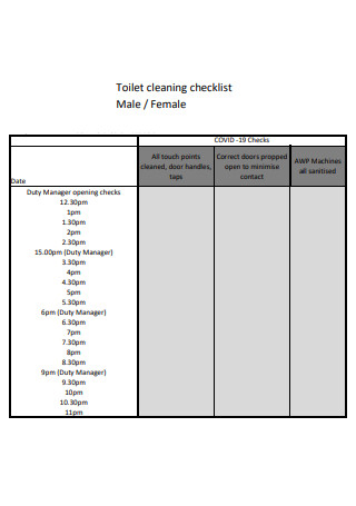 Toilet cleaning checklist