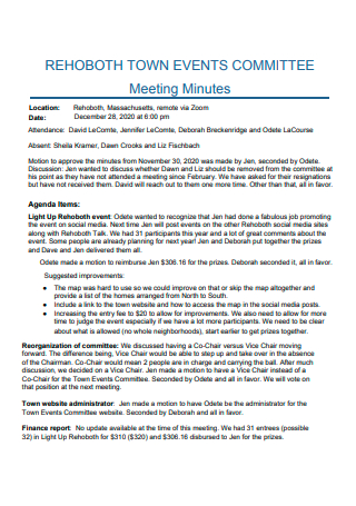 Town Event Meeting Minutes