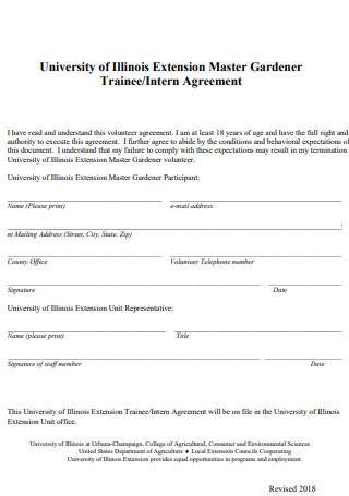 Trainee Intern Agreement