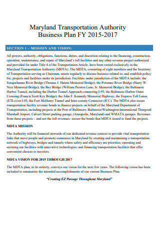 Transportation Authority Business Plan