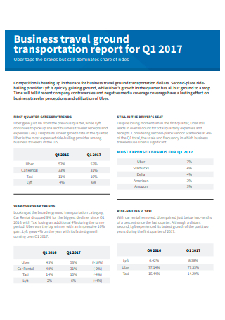 Transportation Business Travel Report