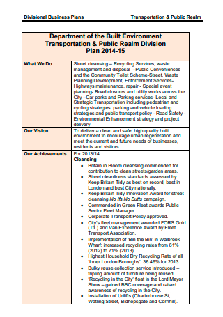 sample of business plan for transportation