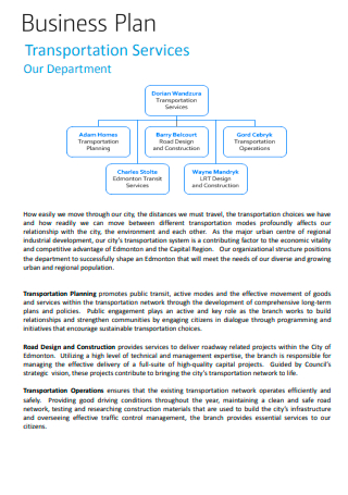 transportation company business plan pdf