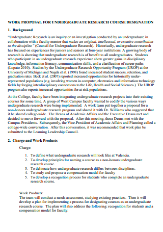 Undergraduate Research Course Designation Work Proposal