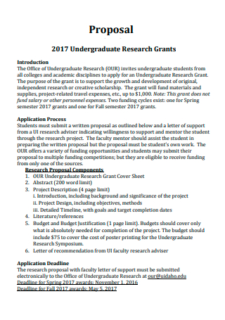 Undergraduate Research Grants Proposal