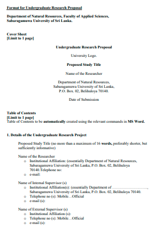 Undergraduate Research Proposal Format