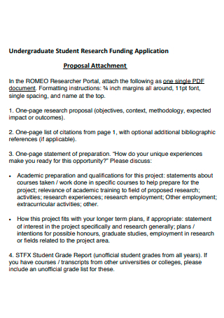 Undergraduate Student Research Funding Proposal