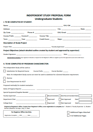 Undergraduate Students Independent Study Proposal Form