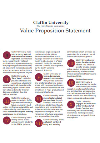 University Value Proposition statement