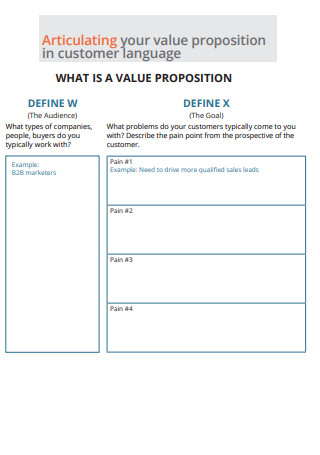 Value Proposition Worksheet Template