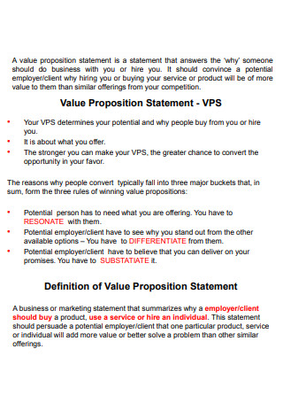 Value Proposition statement
