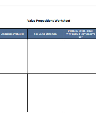 Value Propositions Worksheet Format