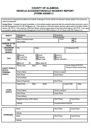Vehicle Incident Report Form