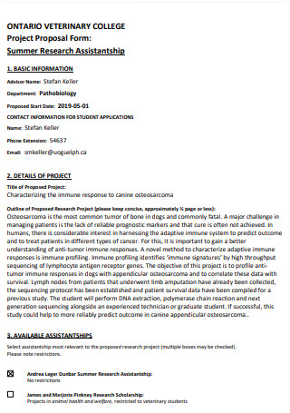 Veterinary College Project Proposal Form
