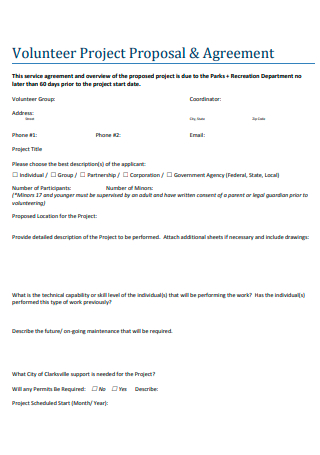 Volunteer Project Proposal and Agreement