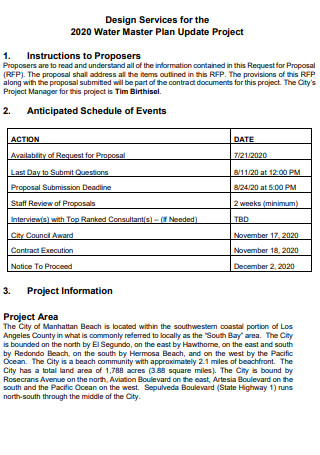 Water Master Plan Update Project Proposal
