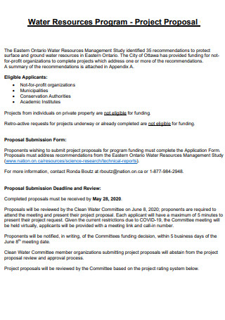 Water Resources Program Project Proposal
