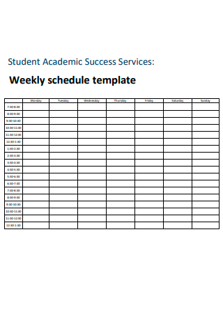 Weekly Schedule For a Student Template
