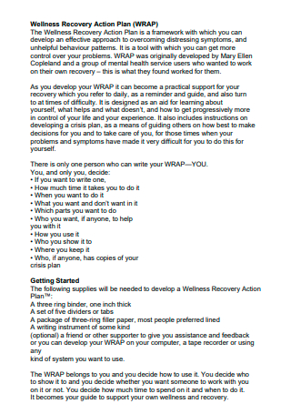 Wellness Recovery Action Plan in PDF