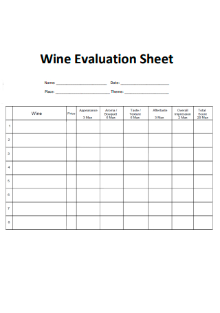 Wine Evaluation Sheet