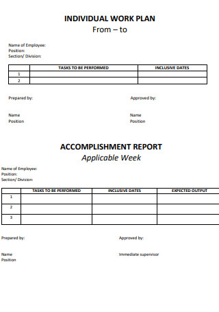 Work Plan And Accomplishment Reports Template
