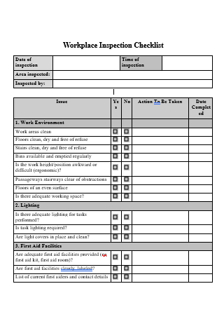 Workplace Inspection Checklist in DOC