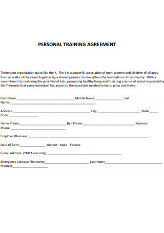 Youth Personal Training Agreement