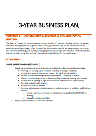 3 Year Business Plan Example