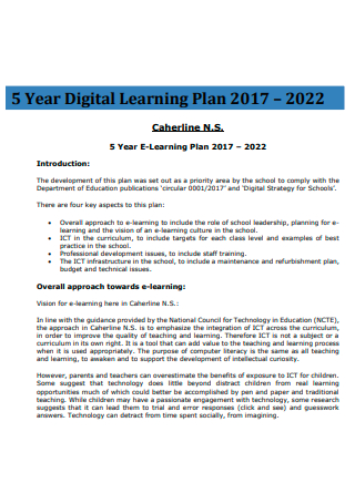 5 Year Digital Learning Plan