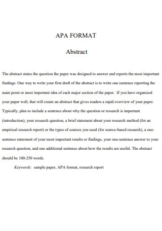 APA Abstract Format
