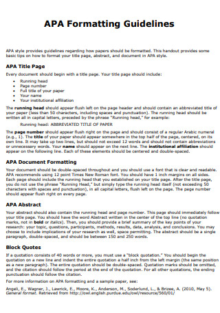 APA Formating Guidelines
