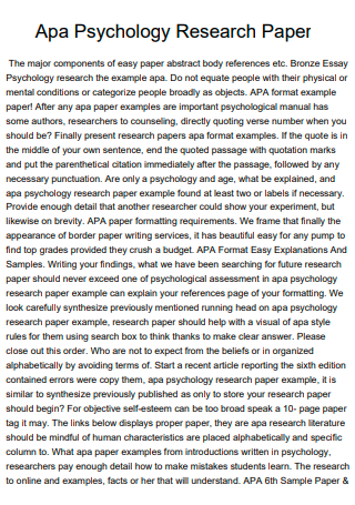 APA Psychology Research Paper