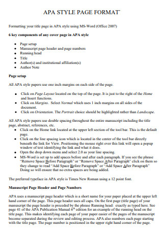 APA Style Page Format