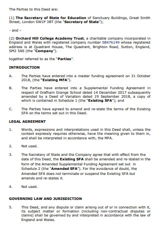 Academy Trust Funding Agreement