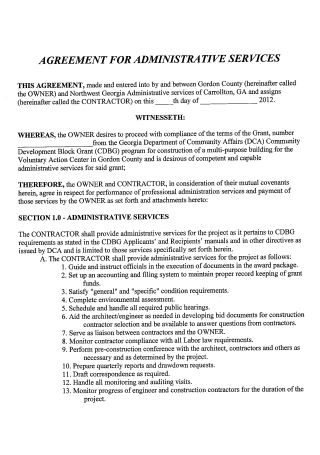 Administrative Services Agreement Format