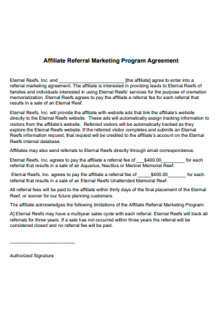 Affiliate Referral Marketing Program Agreement