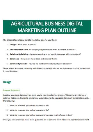 Agricultural Business Digital Marketing Plan