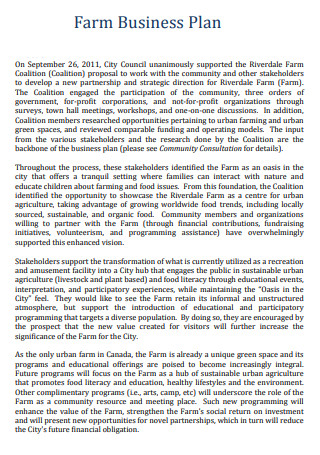 Agricultural Business Plan Example