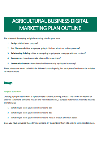 Agricultural BusinessDigital Marketing Plan Outline
