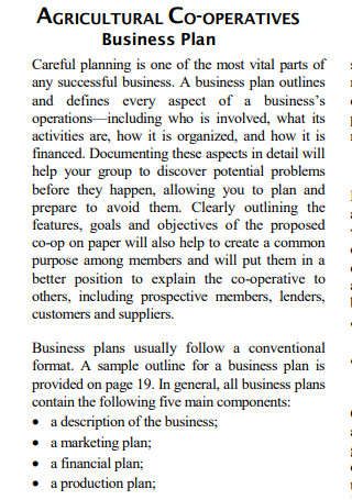 Agricultural Co operatives Business Plan1