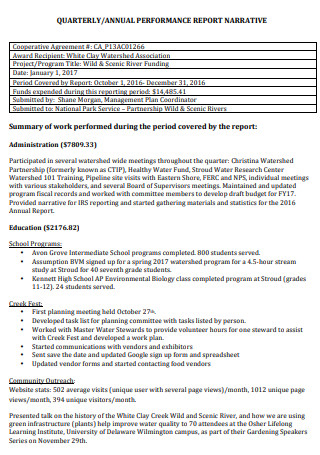 Annual Work Performance Summary Report