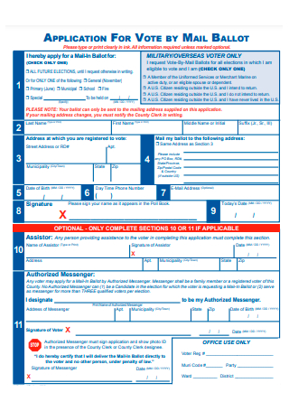 Application For Vote By Mail Ballot
