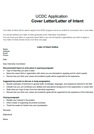 Application Letter of Intent Outline