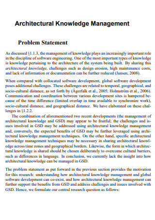 Architectural Knowledge Management Problem Statement