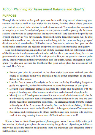 Assessment Balance and Quality Action Plan
