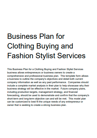 Basic Clothing Business Plan